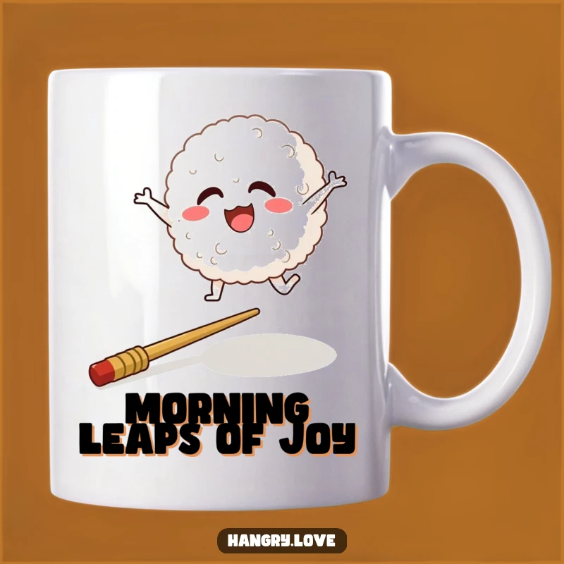 Funny Rice Ball Mug: Joyful Cartoon Leap for Foodie Humor Lovers