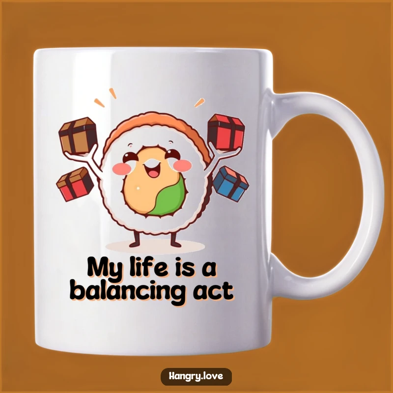 Funny Sushi Roll Juggling Bento Boxes Mug - Hilarious Foodie Gift