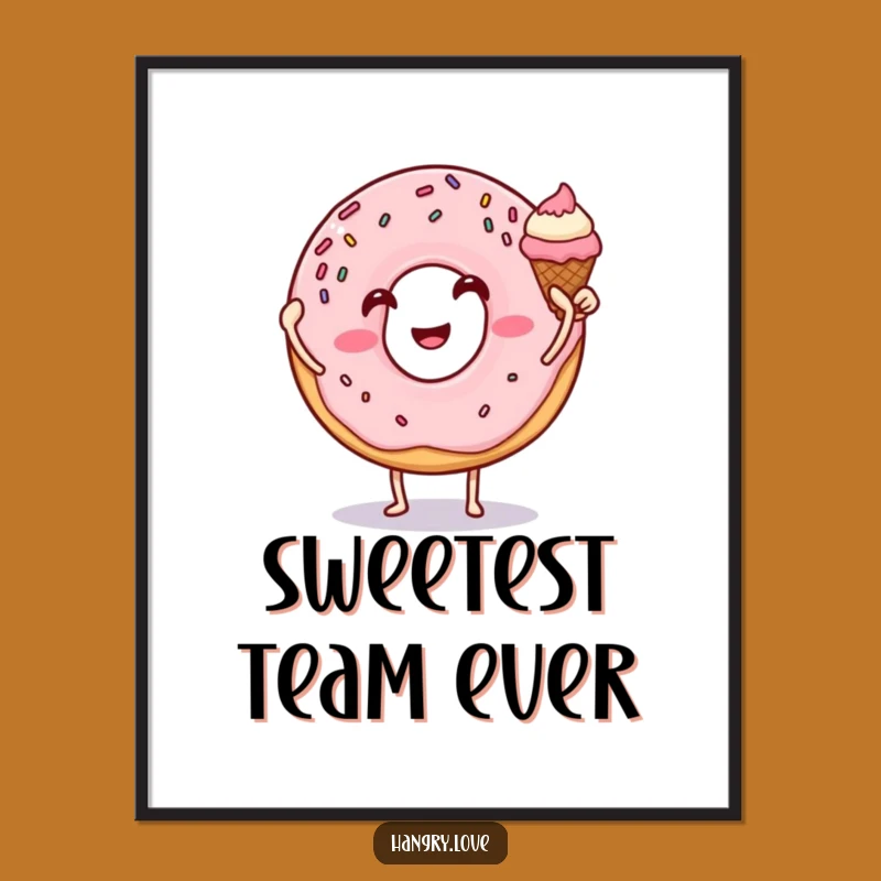 Funny Donut Ice Cream High Five Digital Art Print - Instant Sweetness!