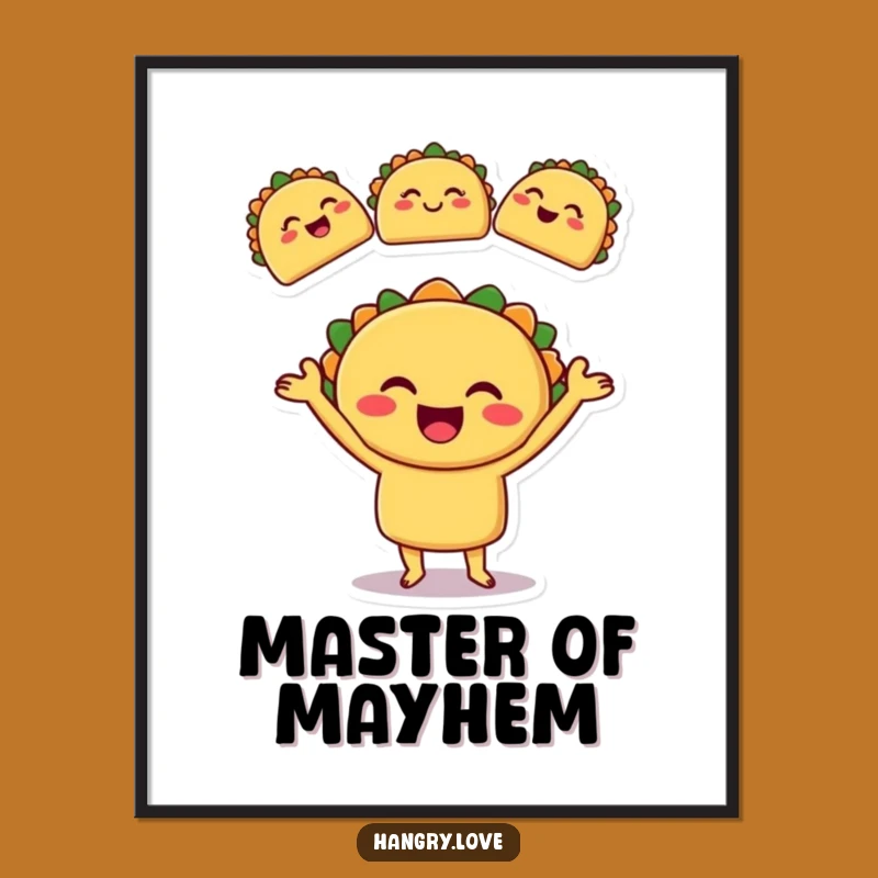 Funny Taco Juggling Digital Art: Instant Hilarious Cartoon Decor Download