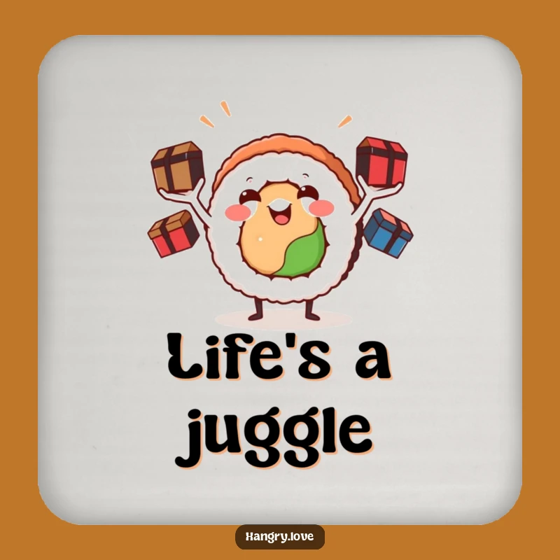 Funny Sushi Roll Juggling Bento Boxes Coaster - Protect Surfaces Hilariously