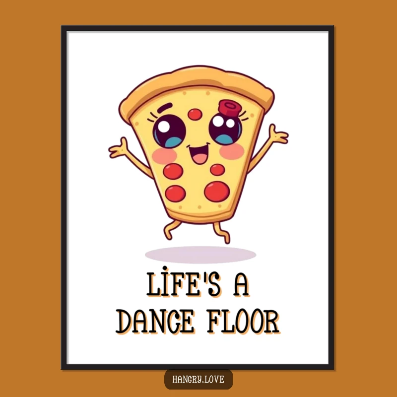 Funny Dancing Pizza Slice Poster - Vibrant Wall Art
