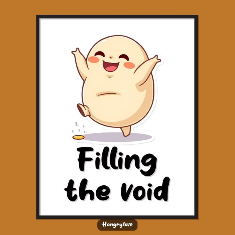 Funny Dumpling Poster: Lively Cartoon Wall Art for Kitchen Fun