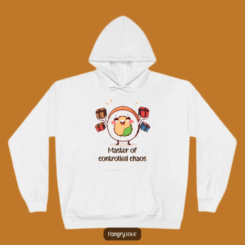 Funny Sushi Roll Juggling Bento Boxes Hoodie - Cozy Comedic Wear