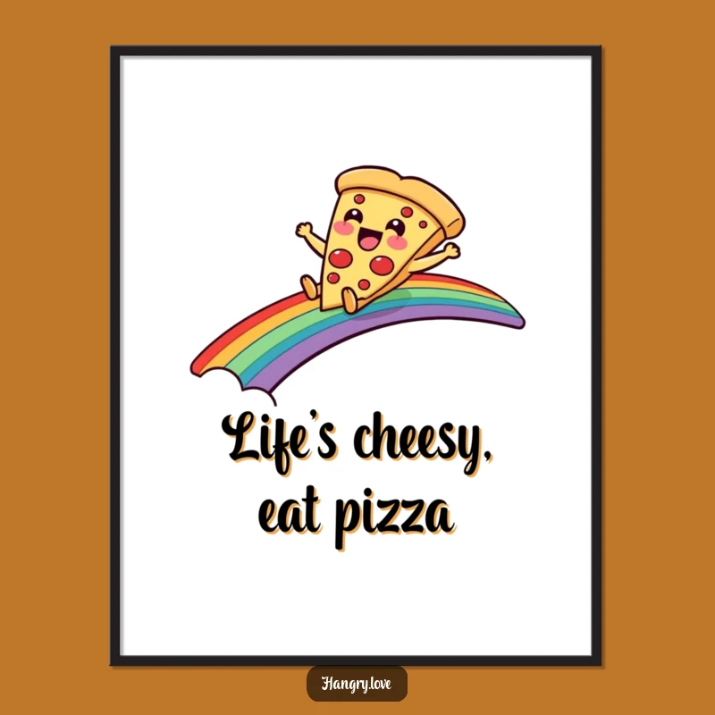 Funny Pizza Art Free Printable: Rainbow Slide Vibes Downloadable Decor