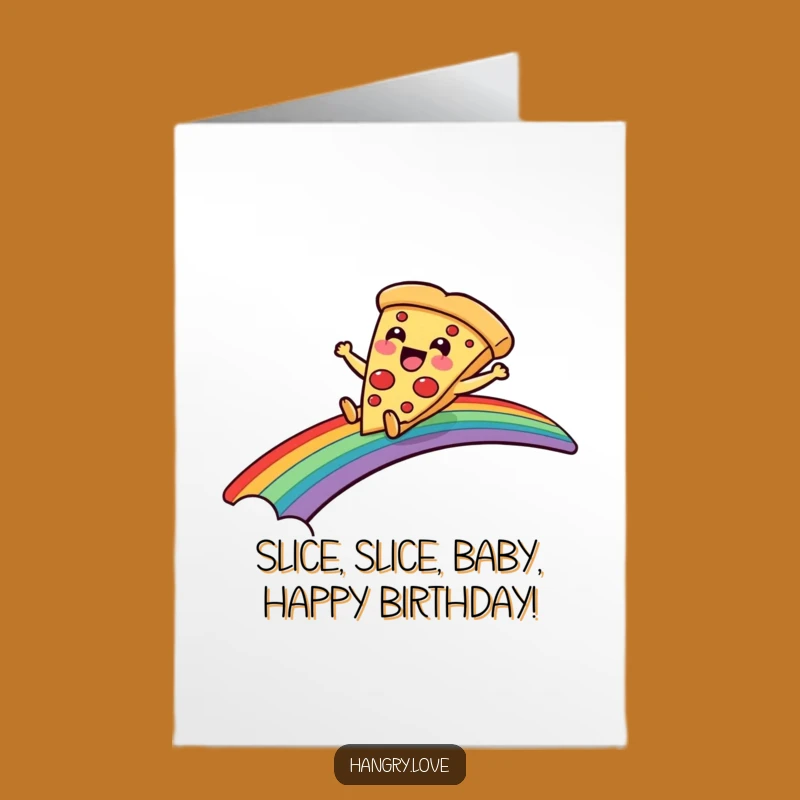 Pizza Birthday Card Free Printable: Rainbow Slide Fun Downloadable Gift